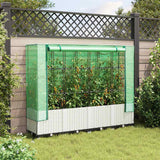 Vidaxx Pflanzkübel erhöht mit Gewächshausabdeckung 160x40x138 cm Rattanoptik
