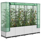 Vidaxx Pflanzkübel erhöht mit Gewächshausabdeckung 160x40x138 cm Rattanoptik