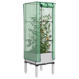 Vidaxx Pflanzkübel erhöht mit Gewächshausabdeckung 40x40x140 cm Rattanoptik
