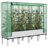 Vidaxx Pflanzkübel erhöht mit Gewächshausabdeckung 160x40x140 cm Rattanoptik