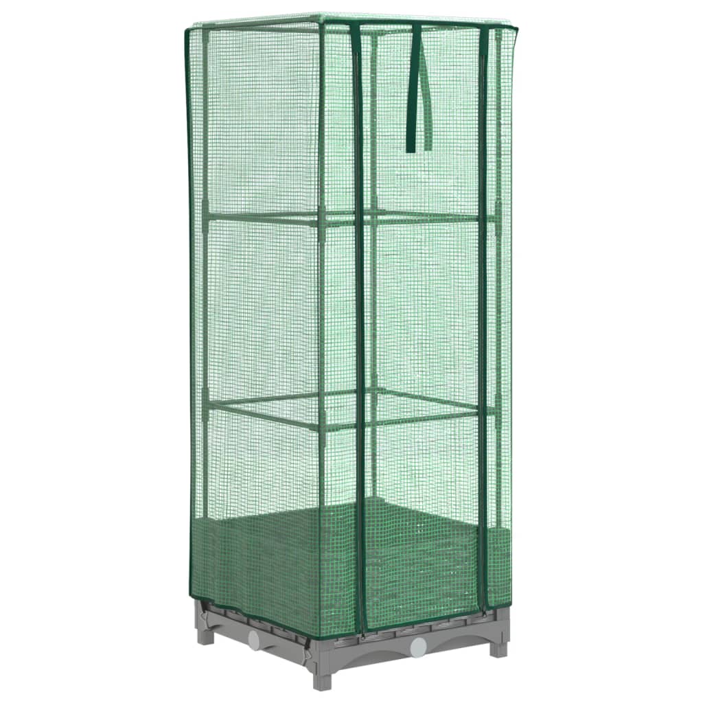Vidaxx Pflanzgefäß erhöht mit Gewächshausabdeckung 40x40x123 cm Rattanoptik