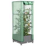 Vidaxx Pflanzgefäß erhöht mit Gewächshausabdeckung 40x40x123 cm Rattanoptik