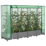 Vidaxx Pflanzkübel erhöht mit Gewächshausabdeckung 160x40x123 cm Rattanoptik