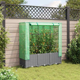 Vidaxx Pflanzkübel erhöht mit Gewächshausabdeckung 120x40x138 cm Rattanoptik