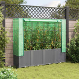 VidaXL Pflanzkübel erhöht mit Gewächshausabdeckung 160x40x153 cm Rattanoptik