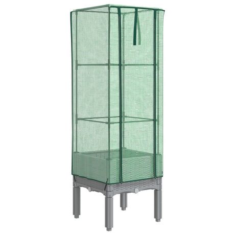 Vidaxx Pflanzkübel erhöht mit Gewächshausabdeckung 40x40x140 cm Rattanoptik