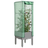 Vidaxx Pflanzkübel erhöht mit Gewächshausabdeckung 40x40x140 cm Rattanoptik