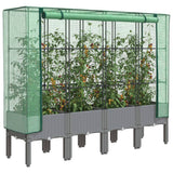Vidaxx Pflanzkübel erhöht mit Gewächshausabdeckung 160x40x140 cm Rattanoptik