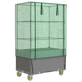 Vidaxx Pflanzkübel erhöht mit Abdeckung und Rädern 80x50x182 cm Rattanoptik