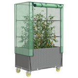 Vidaxx Pflanzkübel erhöht mit Abdeckung und Rädern 80x50x182 cm Rattanoptik