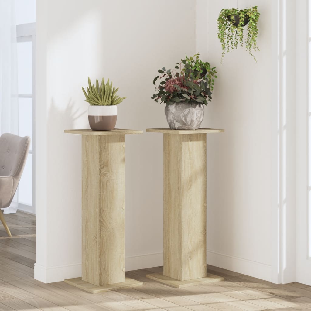 VidaXL Pflanzenständer 2 Stk. 30x30x80 cm Holzwerkstoff Sonoma-Eiche