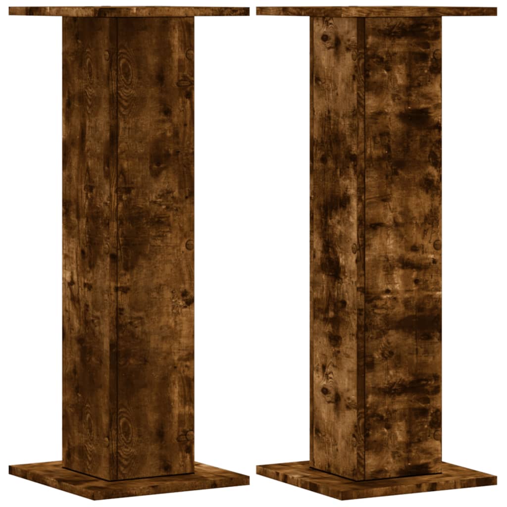 VidaXL Pflanzenständer 2 Stück 30x30x80 cm verarbeitetes Holz geräucherte Eiche