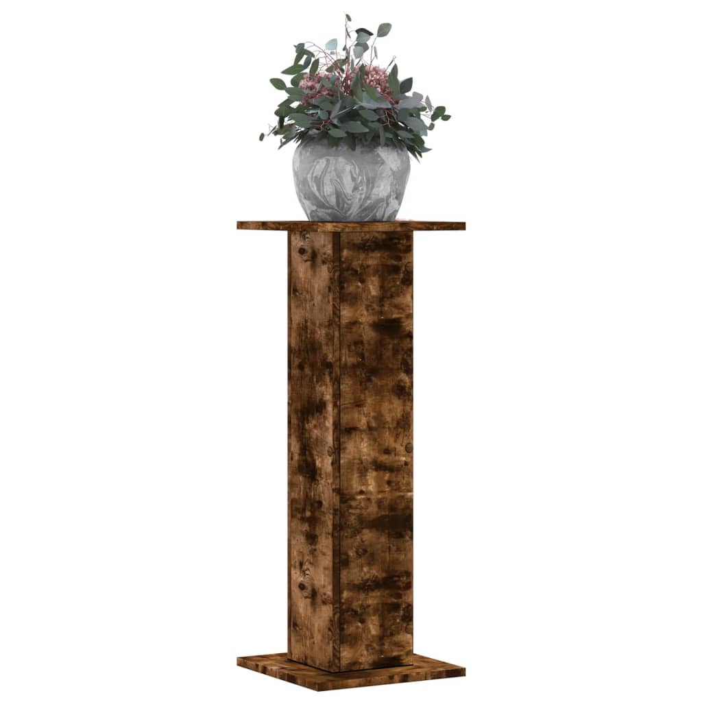 VidaXL Pflanzenständer 2 Stück 30x30x80 cm verarbeitetes Holz geräucherte Eiche
