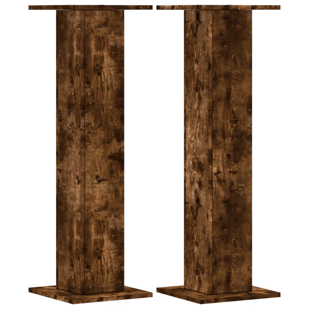 VidaXL Pflanzenständer 2 Stück 30x30x95 cm verarbeitetes Holz geräucherte Eiche