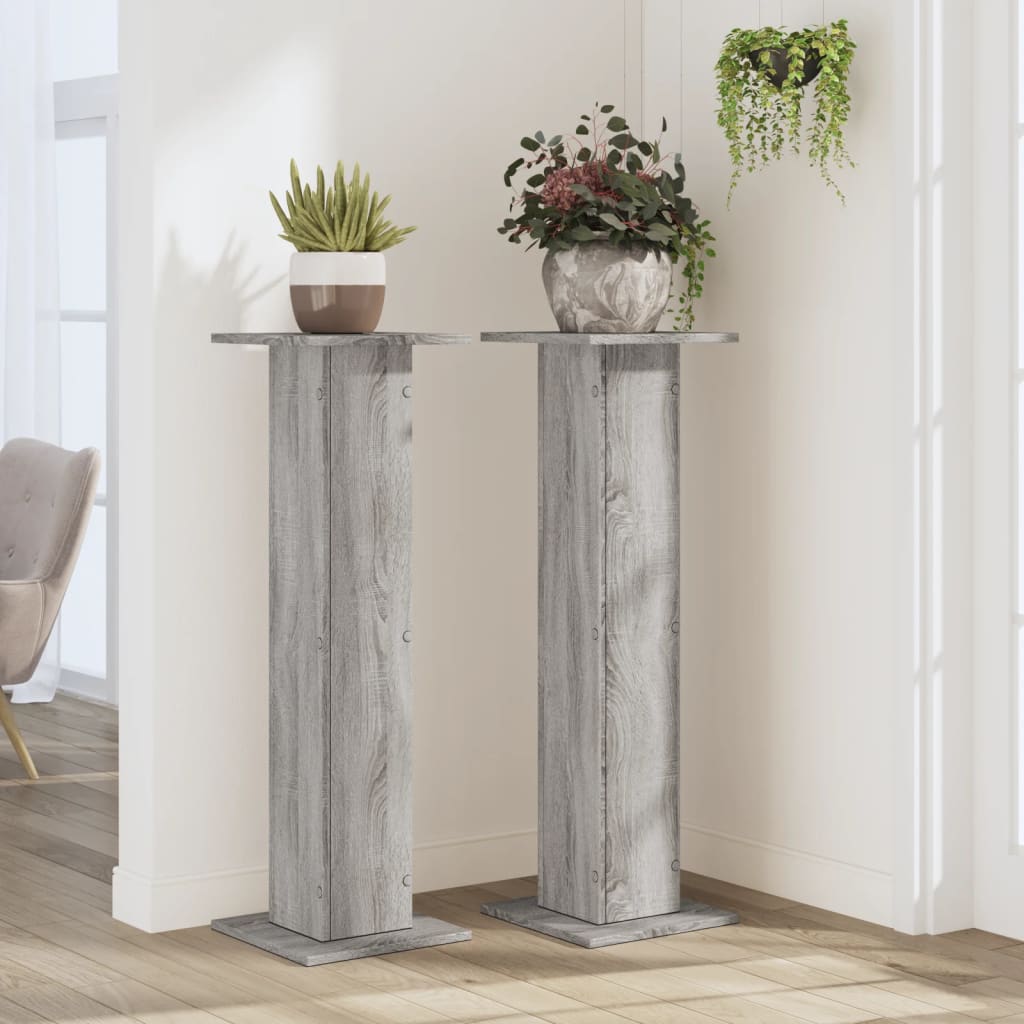 Vidaxl Planting Stands 2 PC 30x30x95 cm Sonoma grigio in legno trasformato