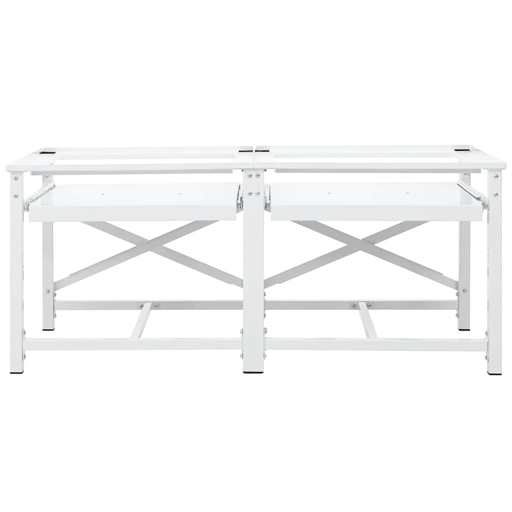 VidaXL Doppel-Waschmaschinensockel mit ausziehbaren Regalen weiß
