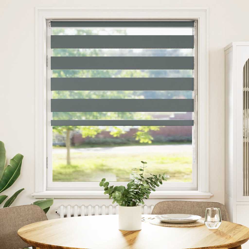 Vidaxl Zebra Roller Blind 95x100 cm Szerokość tkaniny 90,9 cm ciemnoszary