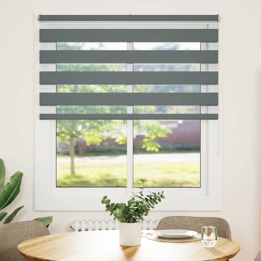 Vidaxl Zebra Roller Blind 120x100 cm Tygbredd 115,9 cm mörkgrå