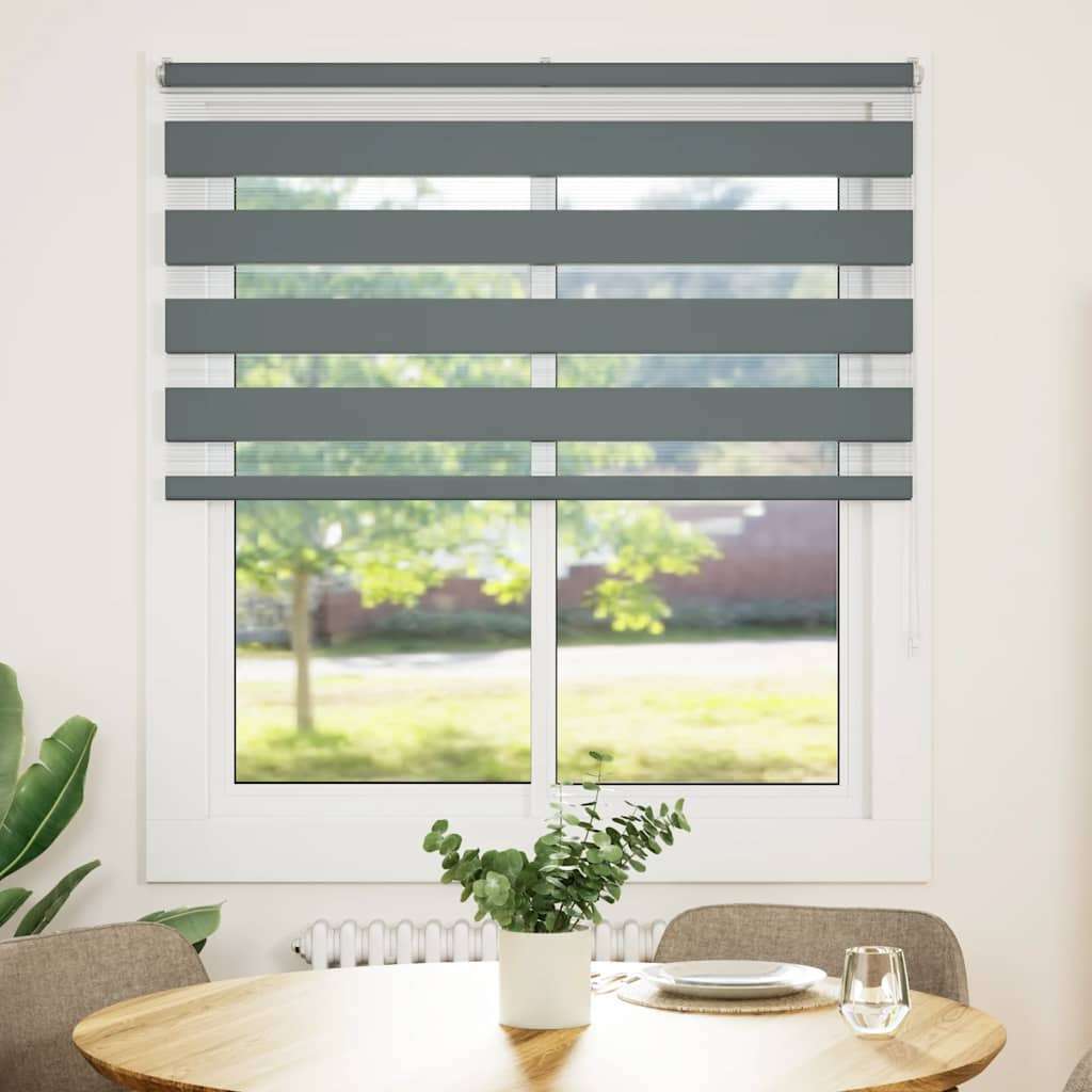 Vidaxl Zebra roller blind 125x100 cm Fabric width 120.9 cm dark gray