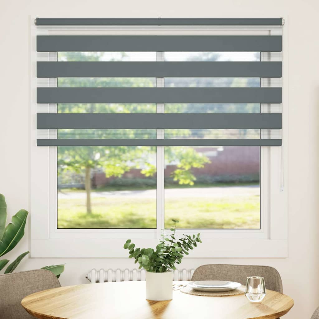 Vidaxl Zebra Roller Blind 145x100 cm Staubbreite 140,9 cm dunkelgrau