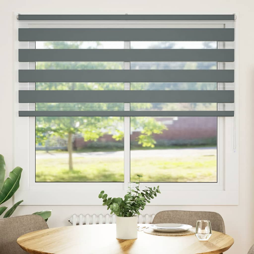 Vidaxl Zebra Roller Blind 155x100 cm Stoffbreite 150,9 cm dunkelgrau