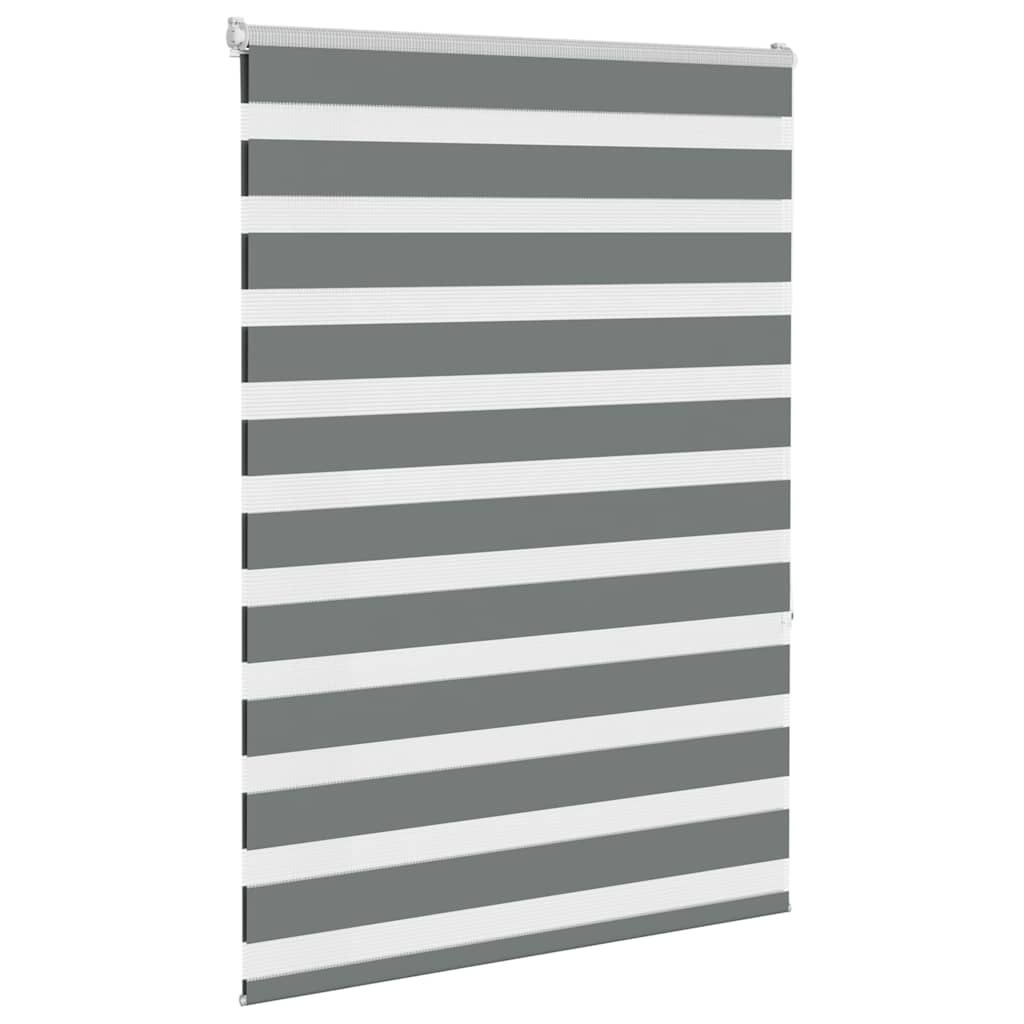 Vidaxl zebra rullo cieco 115x150 cm larghezza del tessuto 110,9 cm grigio scuro