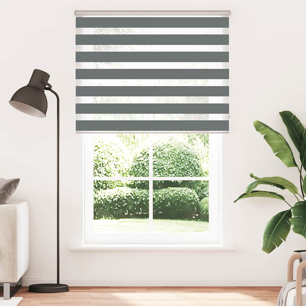 Vidaxl Zebra Roller Blind 140x200 cm Tygbredd 135,9 cm mörkgrå