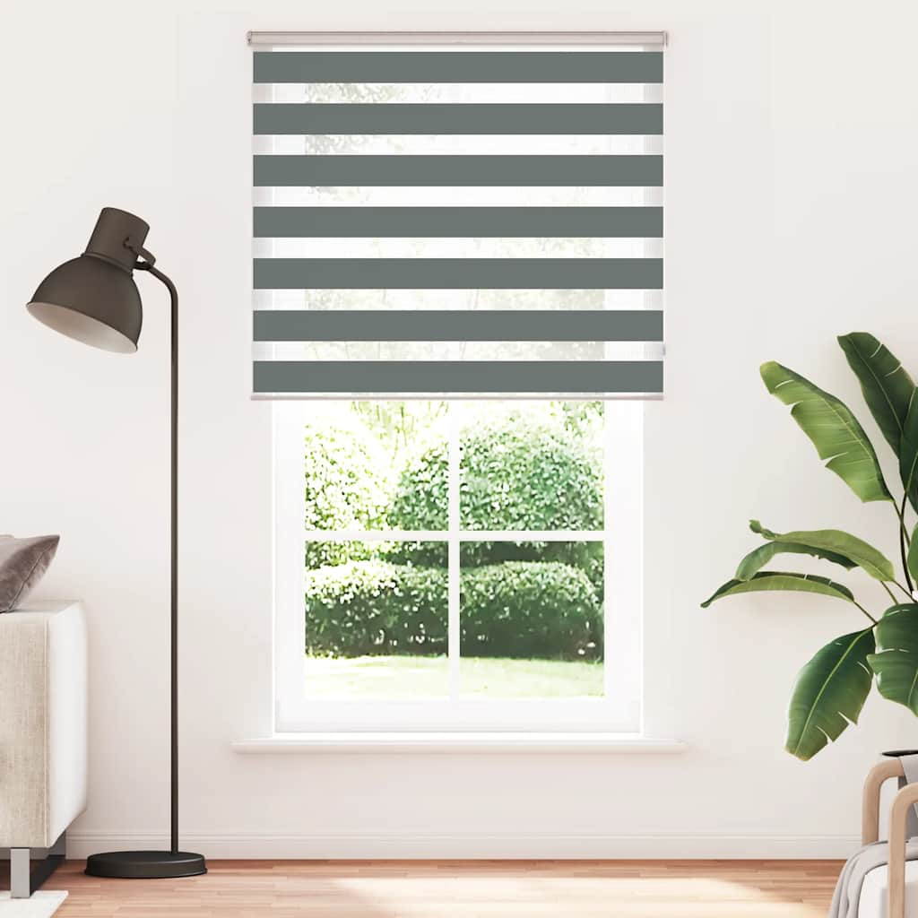 Vidaxl Zebra Roller Blind 125x230 cm Stof bredde 120,9 cm mørkegrå