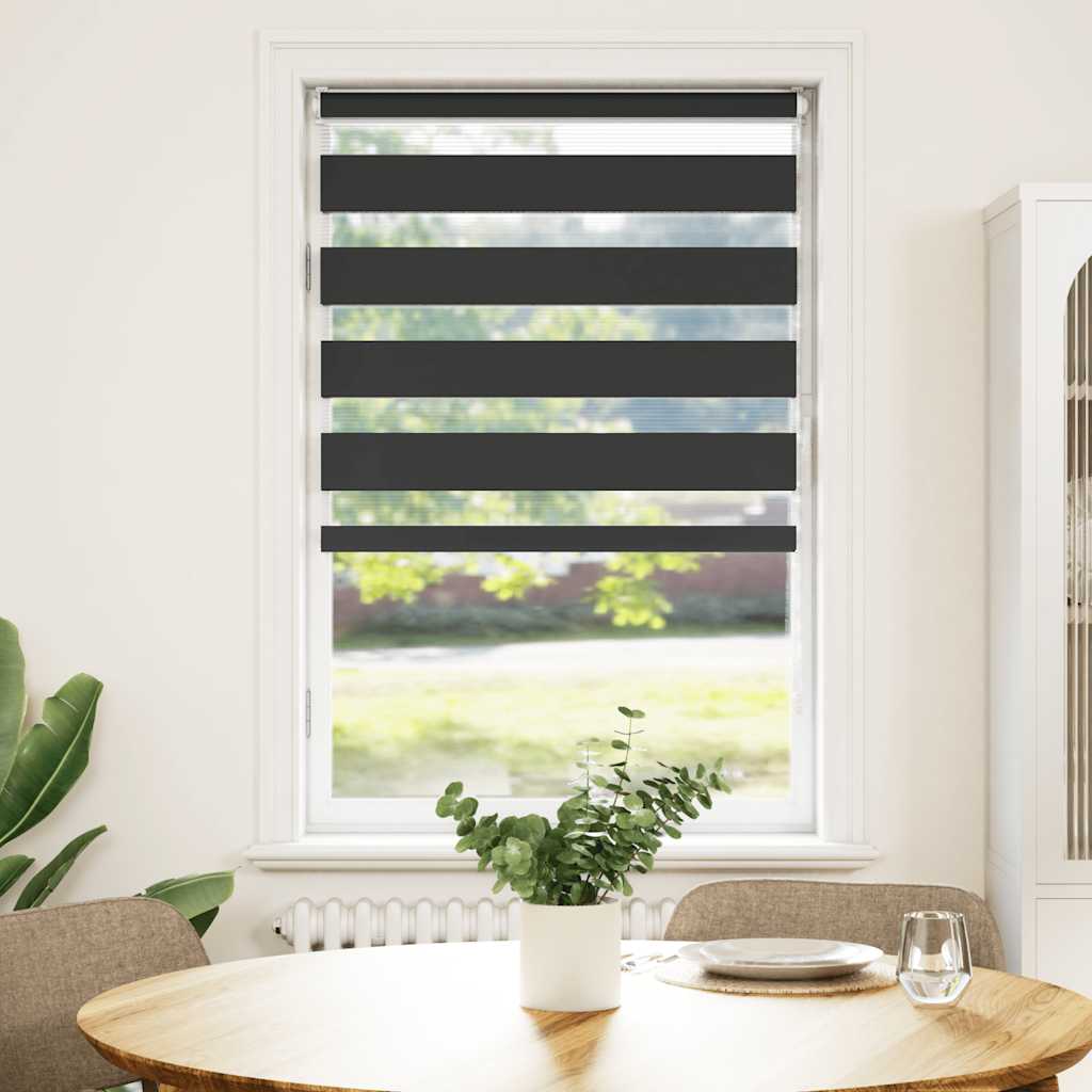 Vidaxl Zebra Roller Blind 85x150 cm de polvo ancho 80.9 cm negro