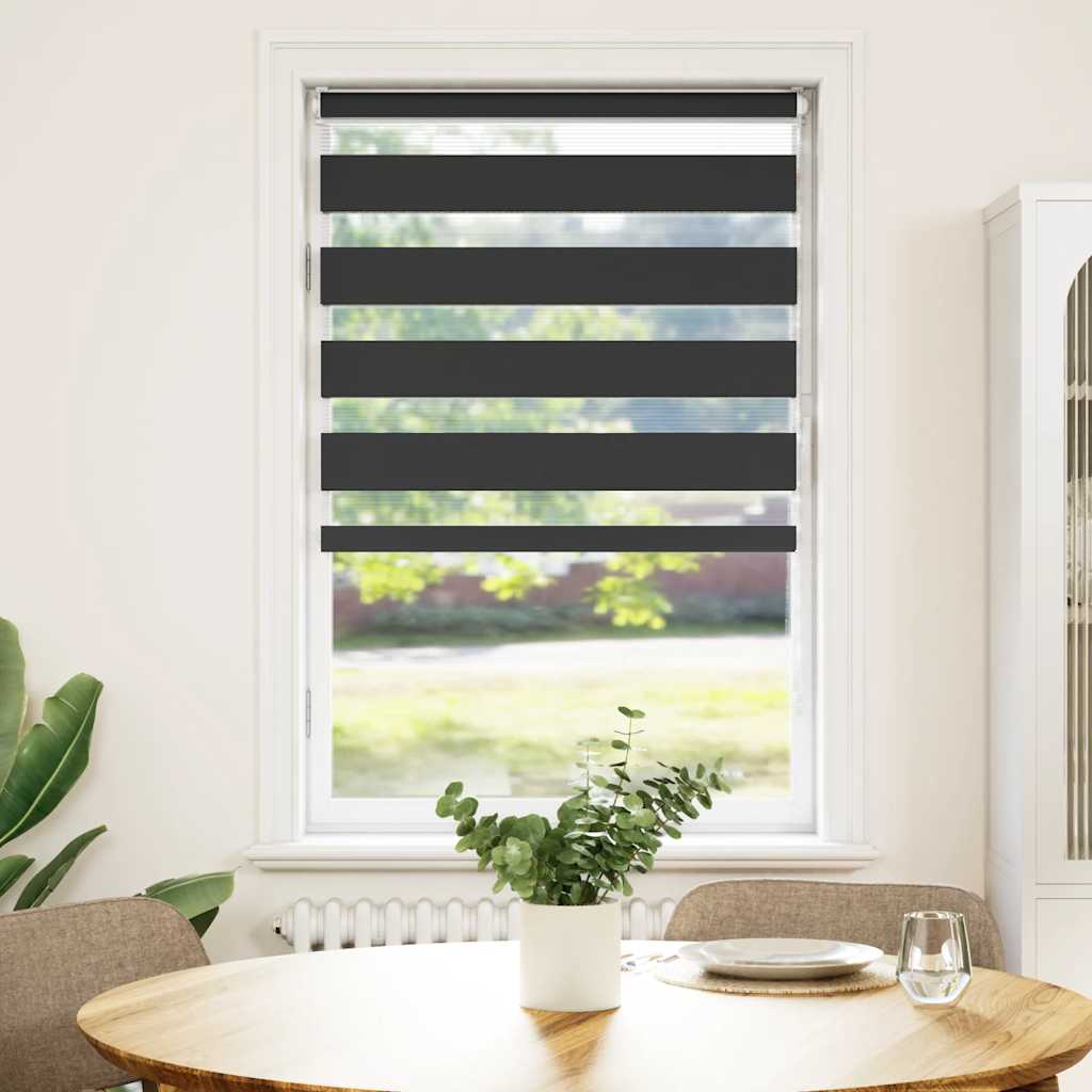 Vidaxl Zebra Roller Blind 90x150 CM Fabric Ancho de 85.9 cm Negro