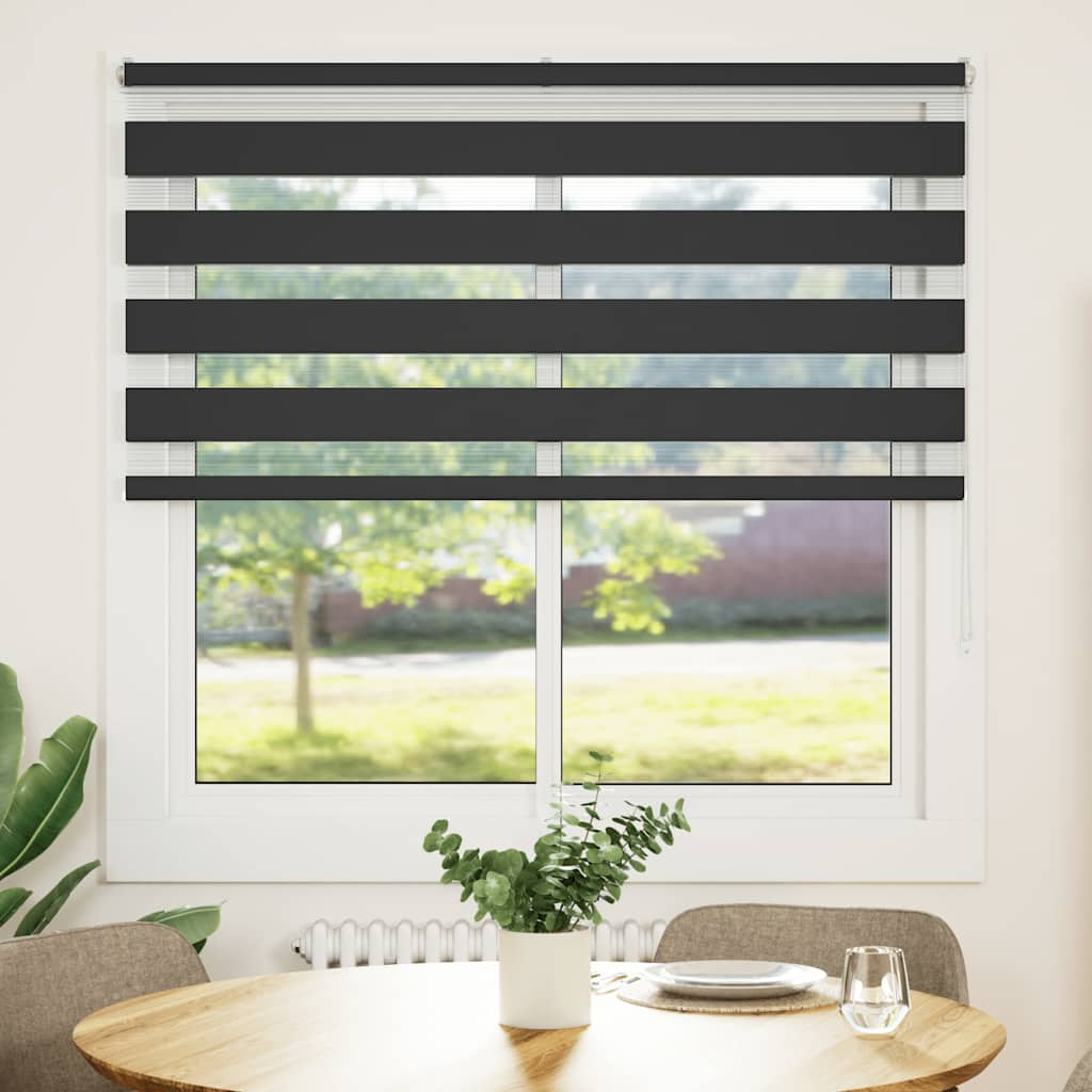 Vidaxl Zebra Roller Blind 140x150 cm Szerokość pyłu 135,9 cm Czarna