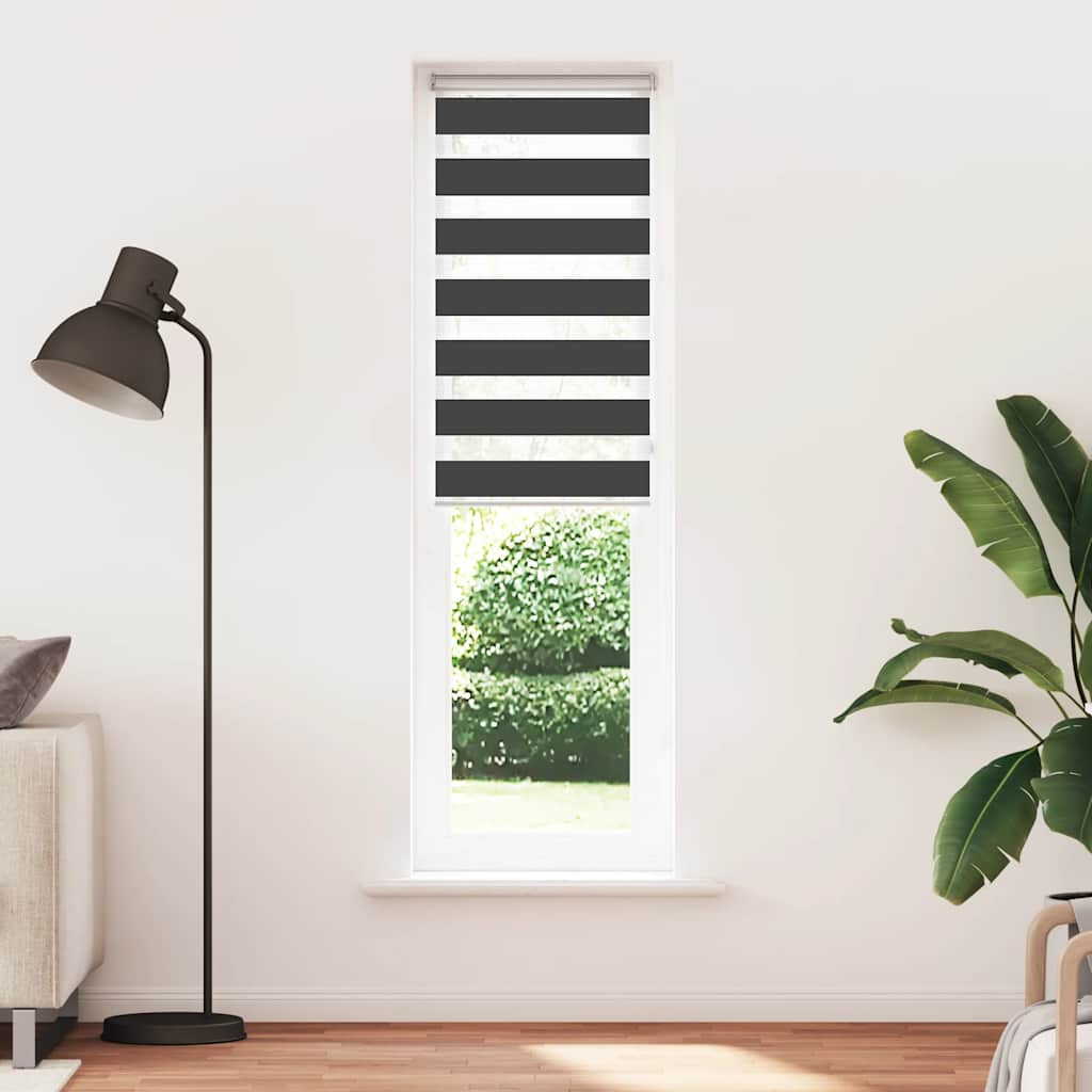 Vidaxl zebra rullo cieco 55x200 cm Larghezza tessuto 50,9 cm nero