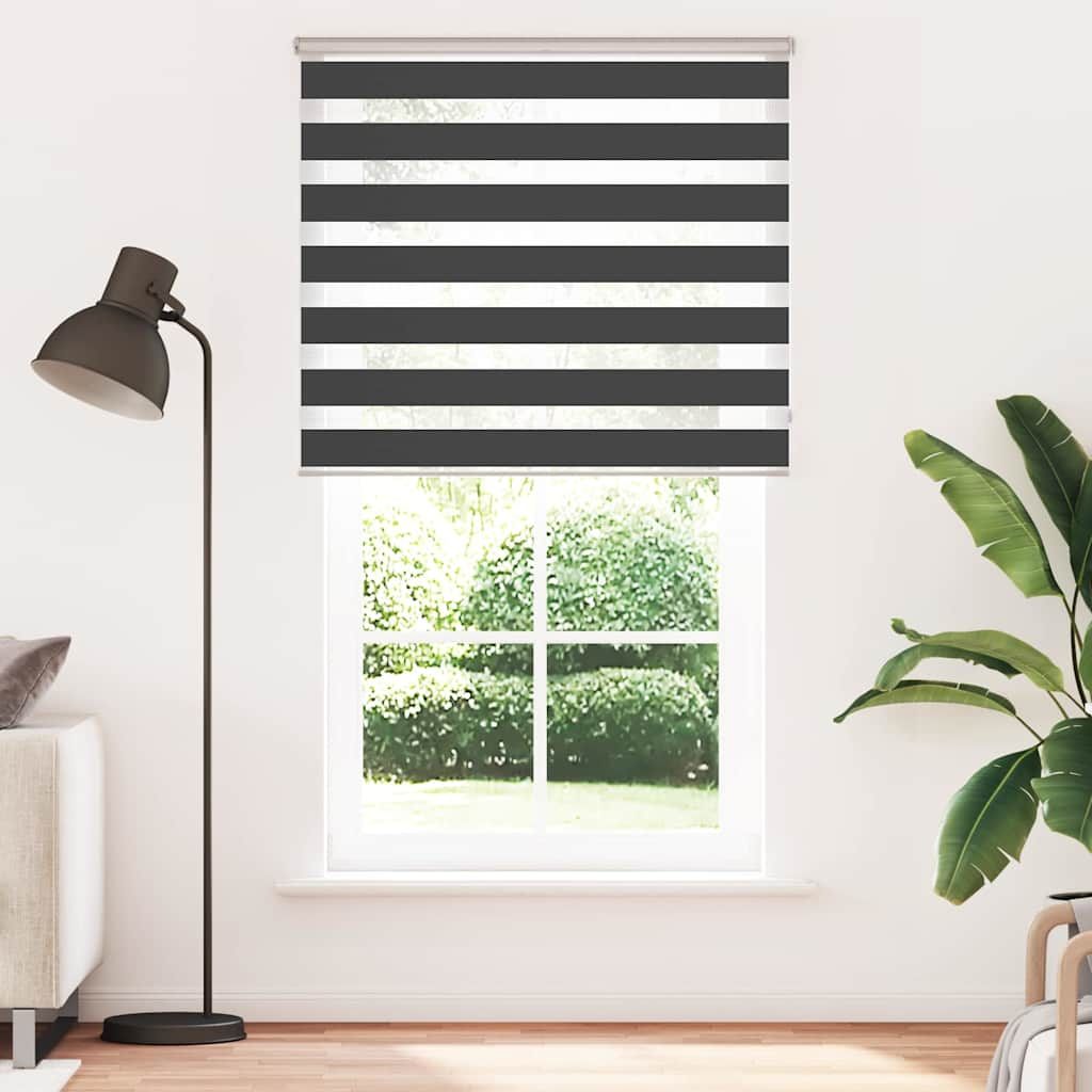 Vidaxl Zebra Roller Blind 110x200 cm Stoffbreite 105,9 cm Schwarz