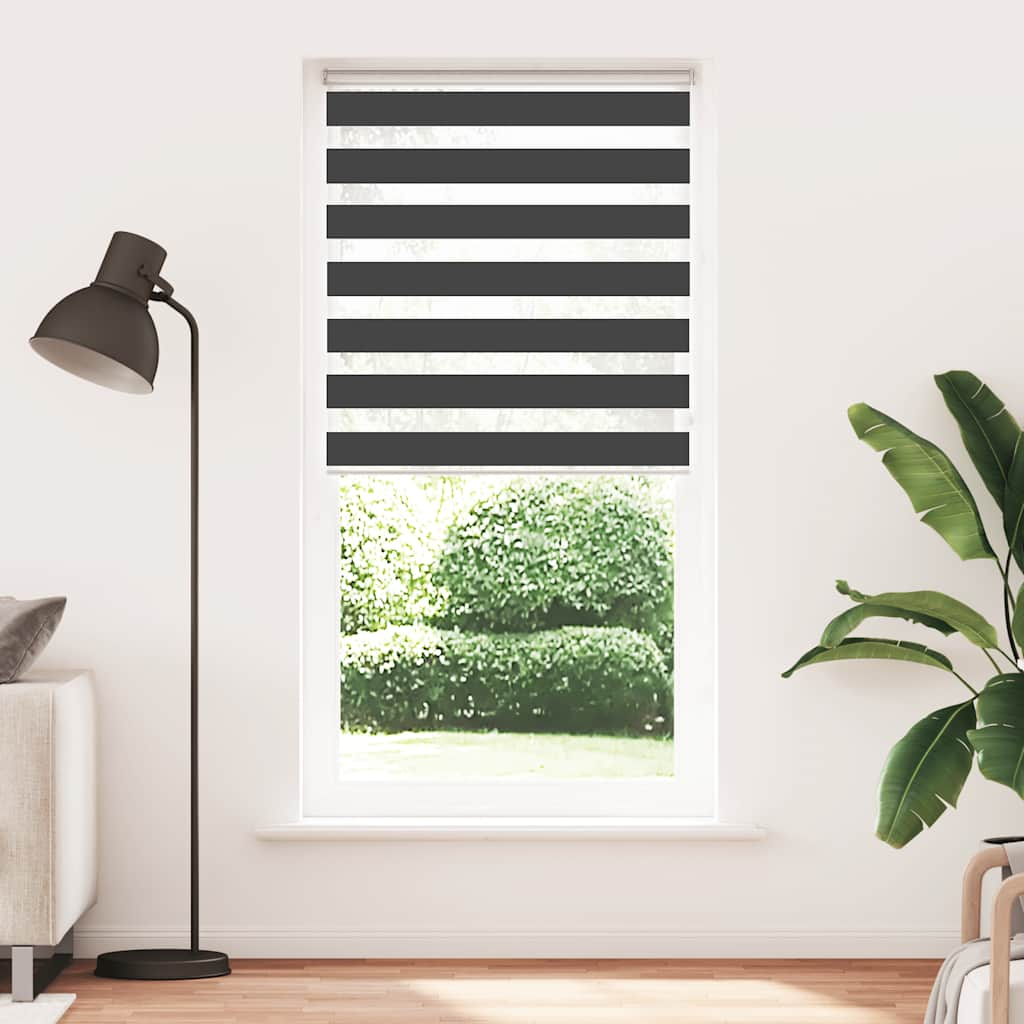 Vidaxl Zebra Roller Blind 115x200 cm Stof bredde 110,9 cm sort