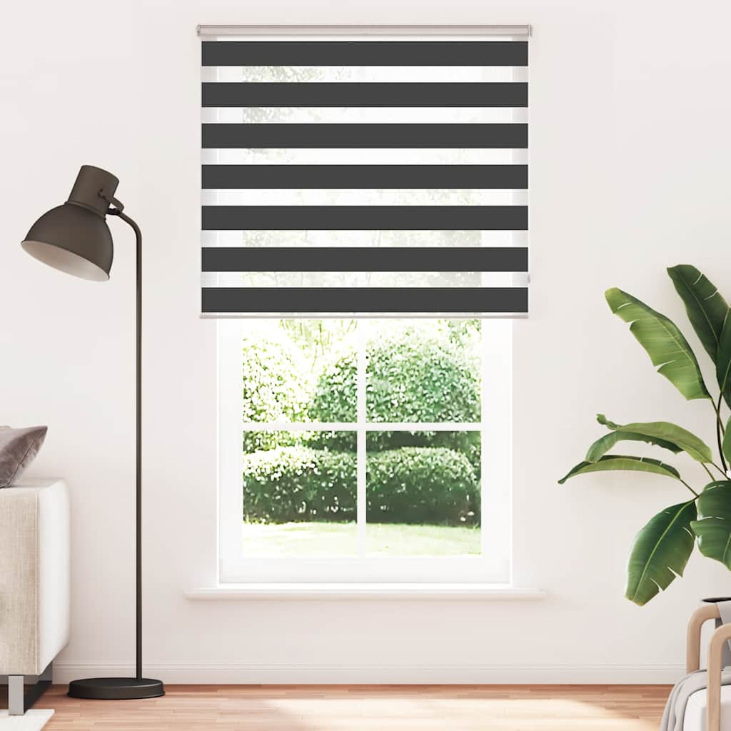 Vidaxl Zebra Roller Blind 135x200 cm Stoffbreite 130,9 cm Schwarz