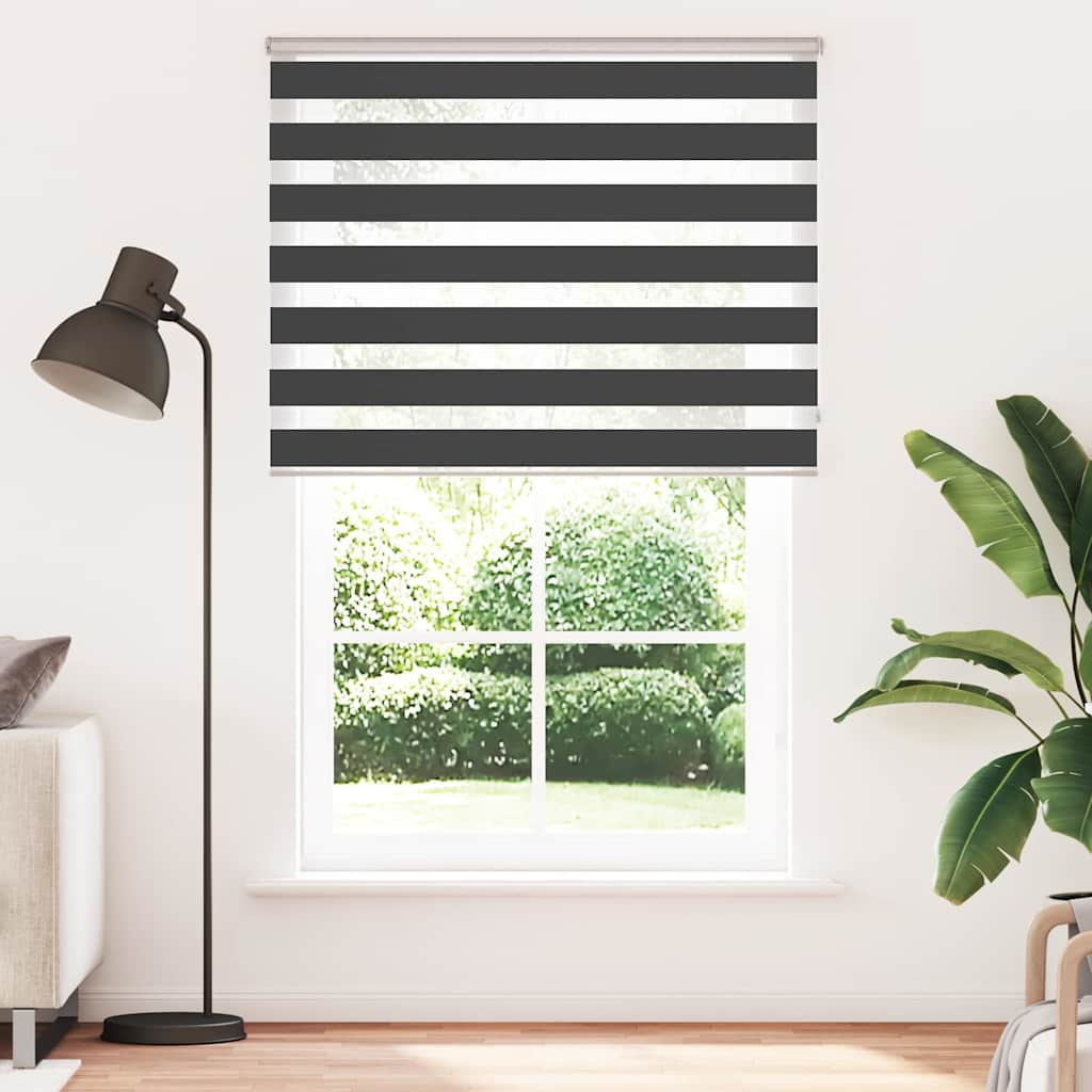 Vidaxl Zebra Roller Blind 145x200 cm Stoffbreite 140,9 cm Schwarz