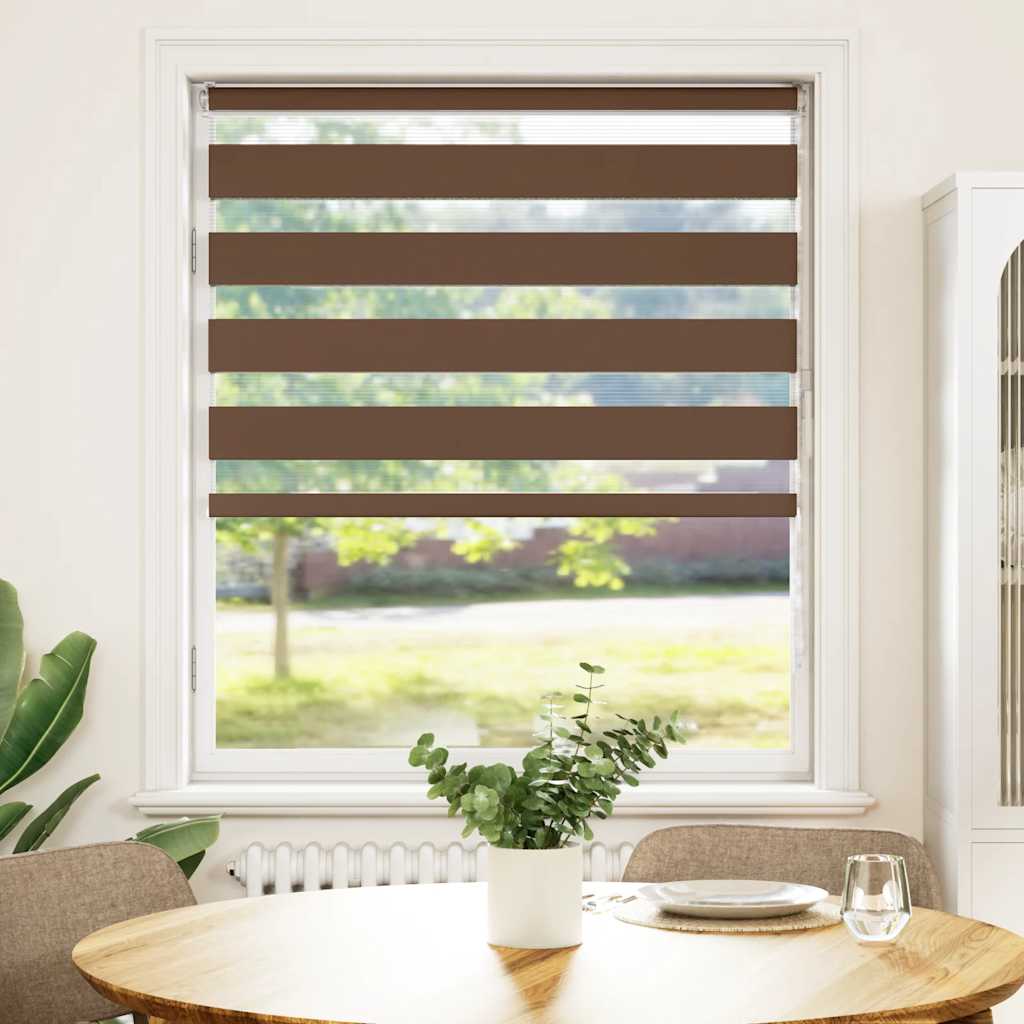 Vidaxl Zebra Roller Blind 105x100 cm Szerokość pyłu 100,9 cm poliestrowa brąz