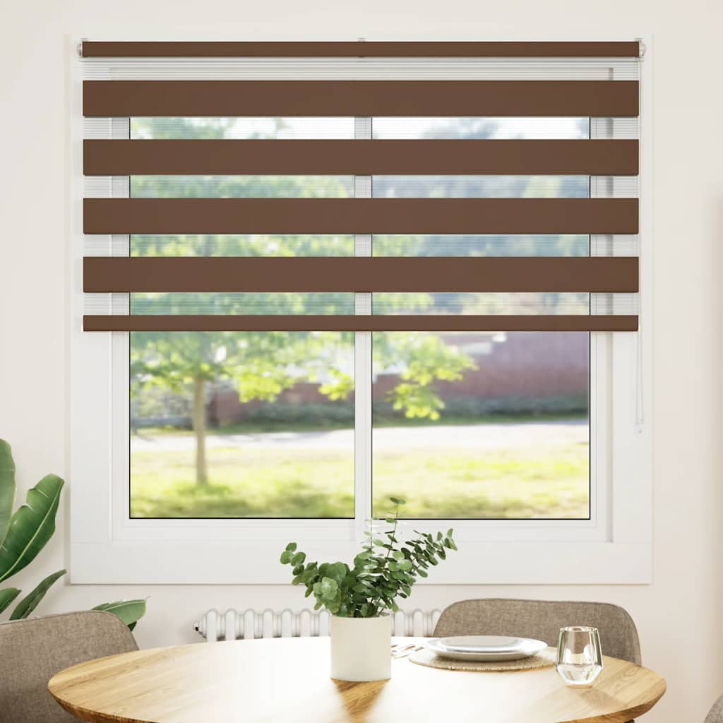 Vidaxl Zebra Roller Blind 145x100 cm Szerokość pyłu 140,9 cm poliestrowy brąz