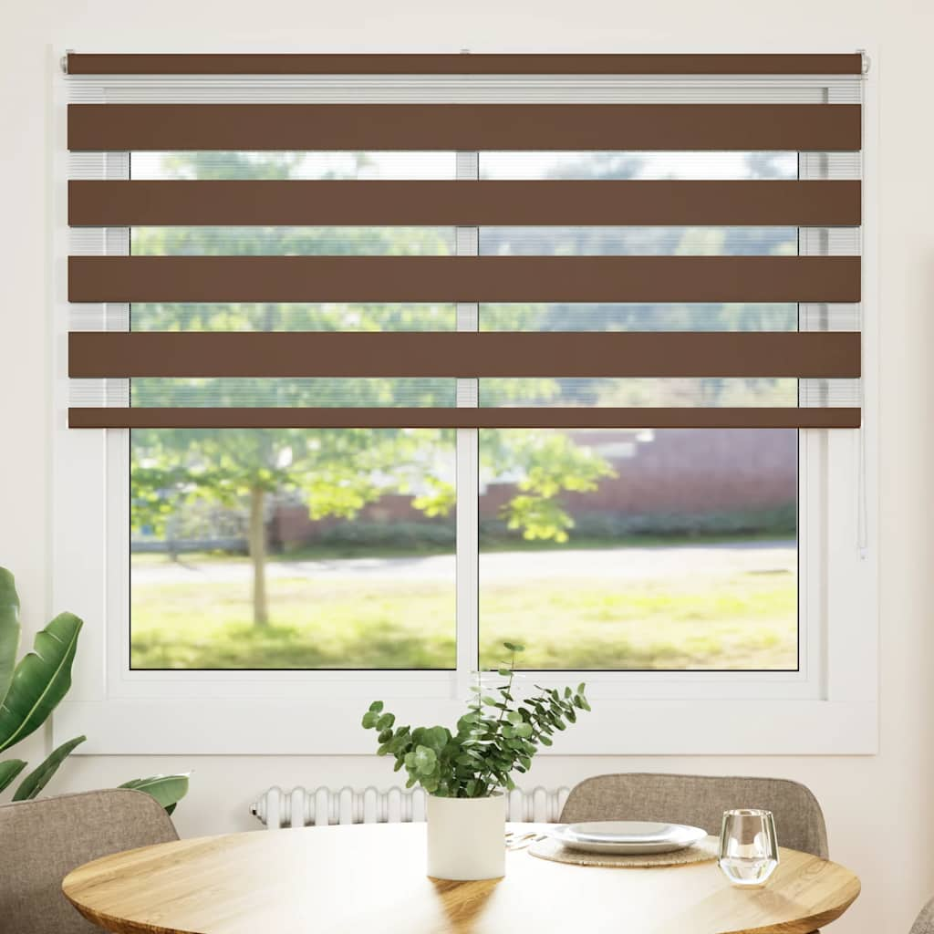 Vidaxl Zebra Roller Blind 155x100 cm Staubbreite 150,9 cm Polyesterbraun