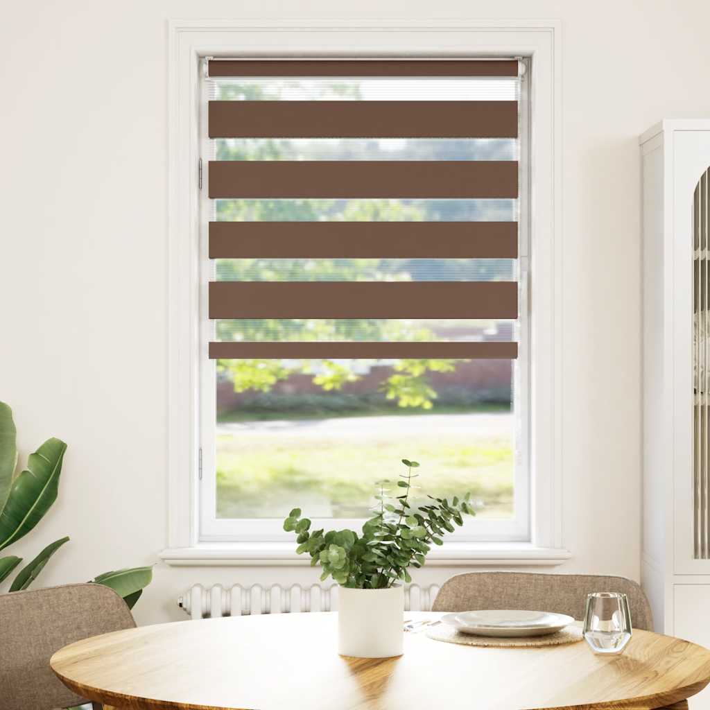 Vidaxl Zebra Roller Blind 90x150 cm Støvbredde 85,9 cm polyesterbrun