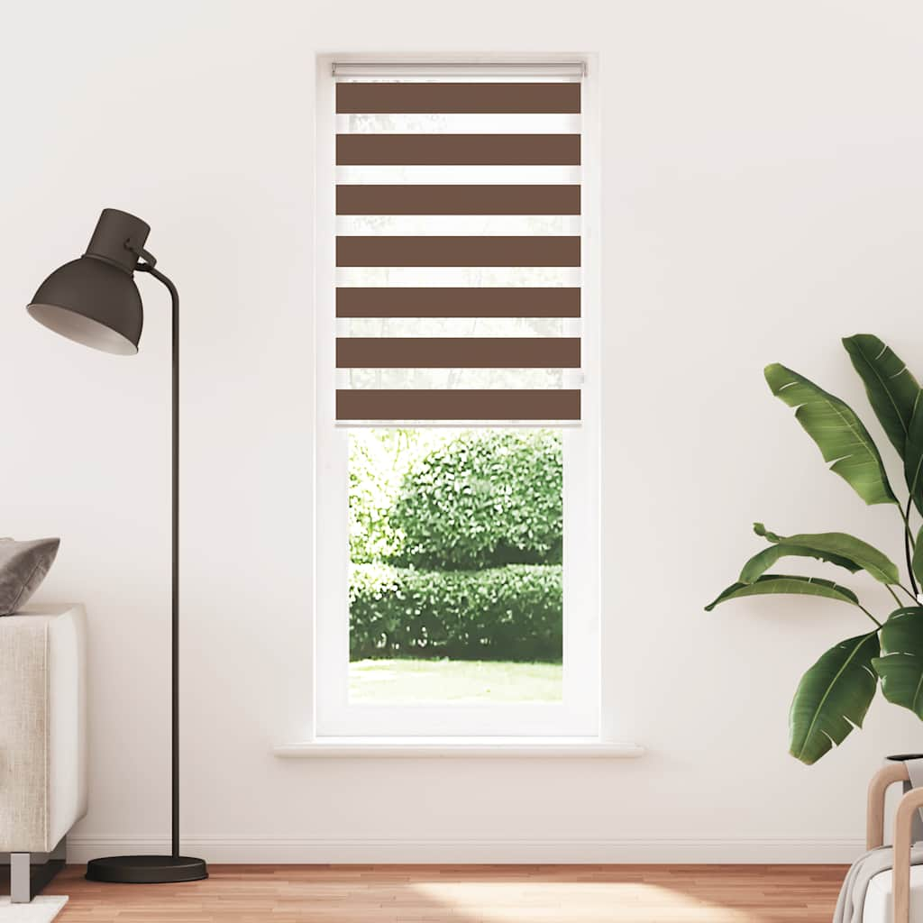 Vidaxl Zebra Roller Blind 85x200 cm ancho de polvo 80,9 cm de poliéster marrón