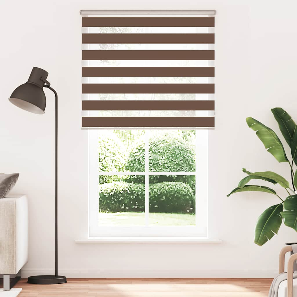 Vidaxl Zebra Roller Blind 125x200 cm Stofbredde 120,9 cm polyesterbrun