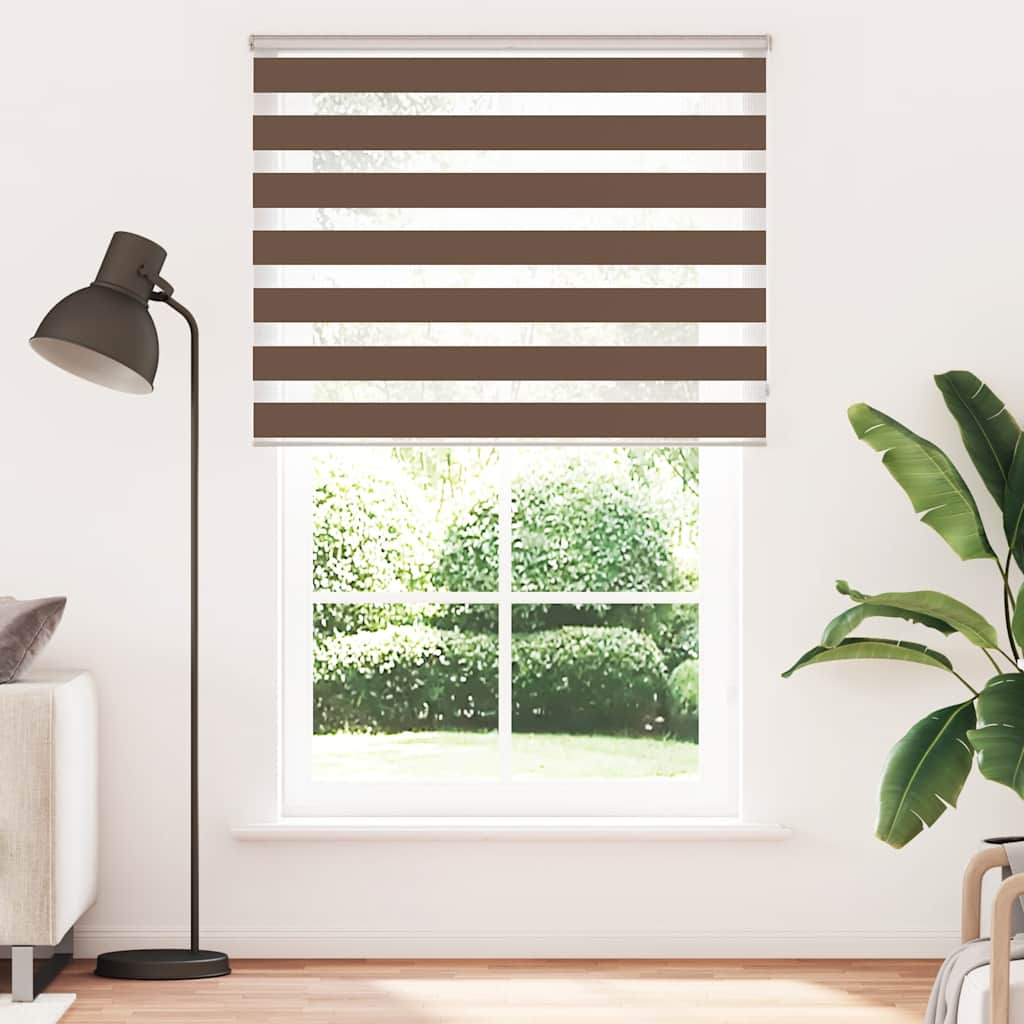 Vidaxl Zebra Roller Blind 140x200 cm Støvbredde 135,9 cm polyesterbrun