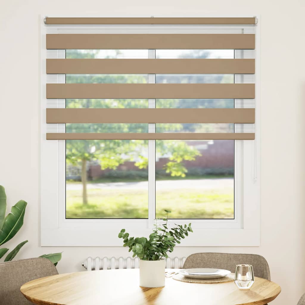 VidaXL Zebrarollo 125x100 cm Stoffbreite 120,9 cm Polyester Sandbraun
