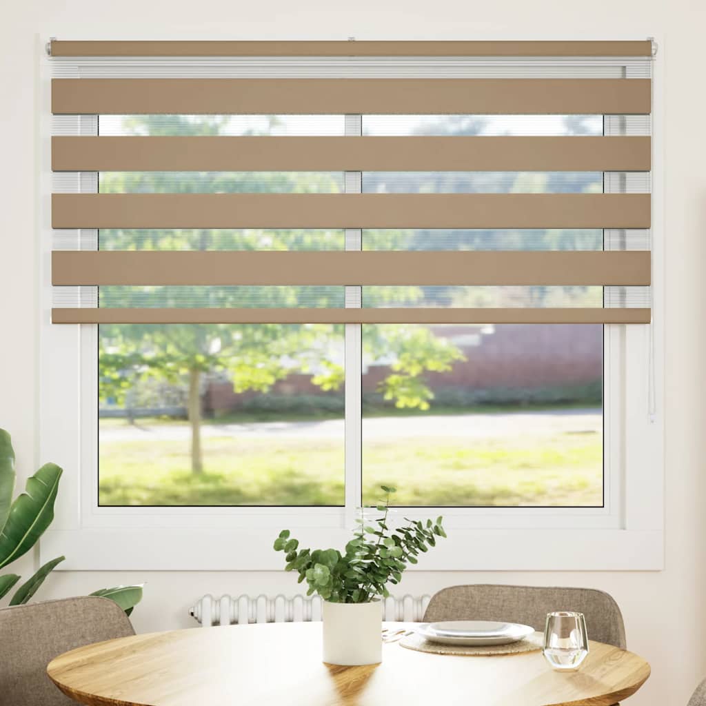 VidaXL Zebrarollo 155x150 cm Stoffbreite 150,9 cm Polyester Sandbraun
