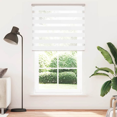 VidaXL Zebra-Rollo 125x200 cm Stoffbreite 120,9 cm Polyester Weiß