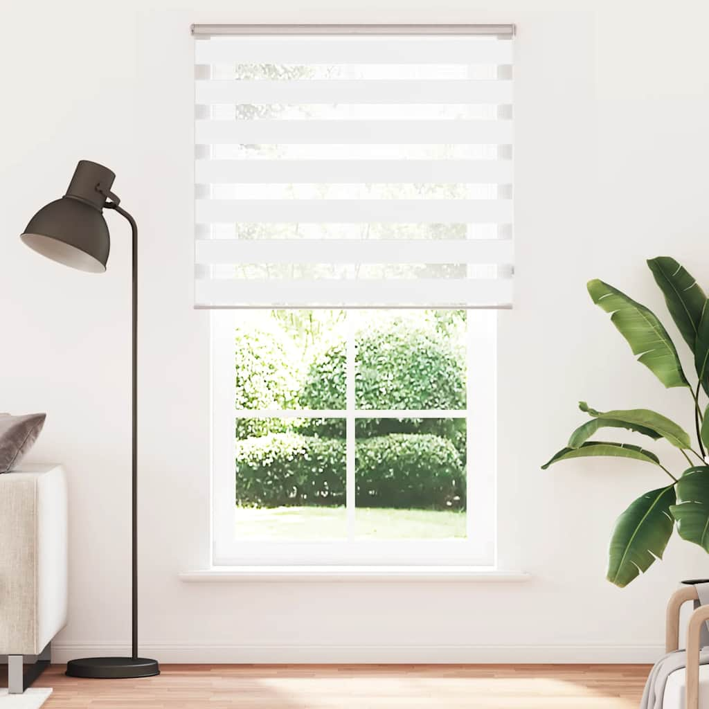 Vidaxl Zebra Roller Blind 130x230 CM Szerokość tkaniny 125,9 cm poliestrowa Biała