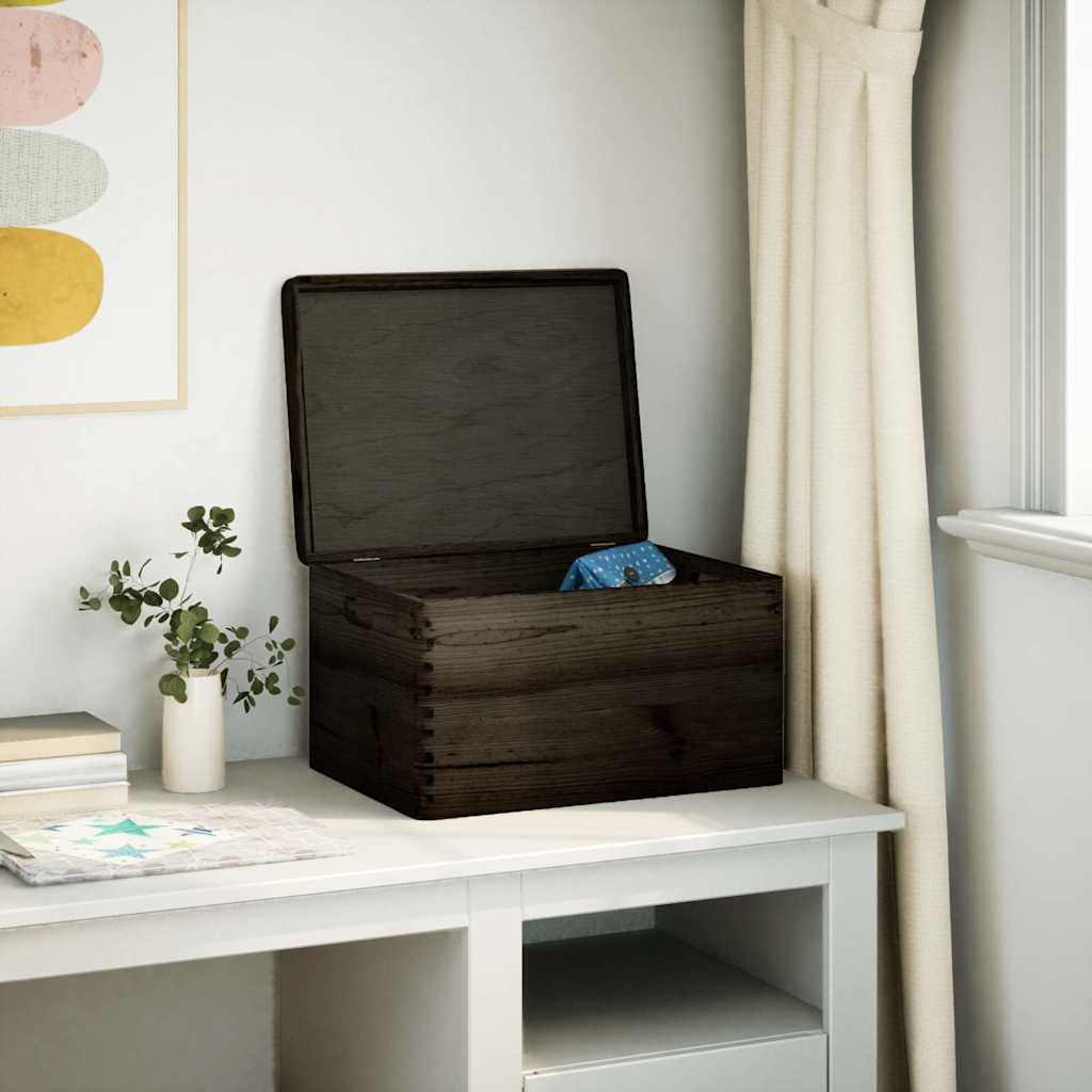 VidaXL Holzkiste mit Deckelgriffen 40x30x23cm Kiefernholz schwarz