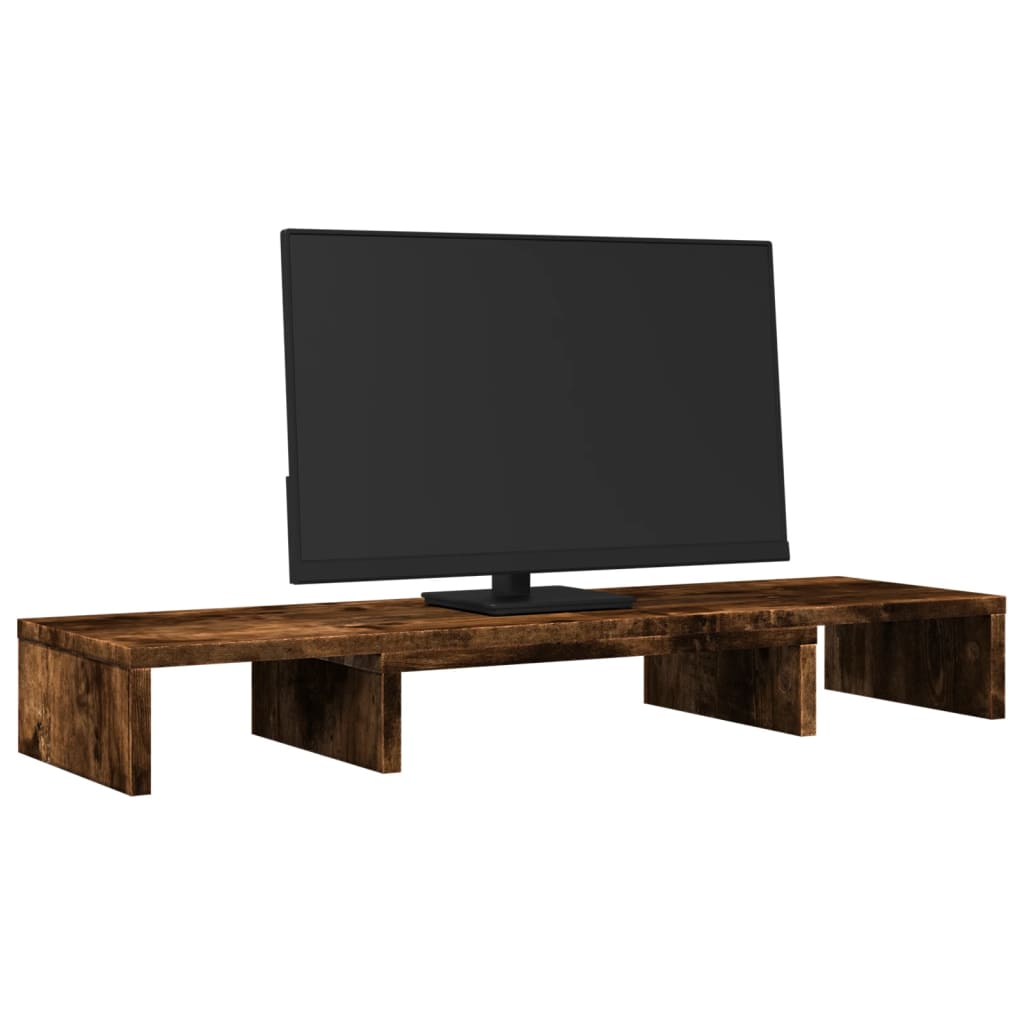 Vidaxl monitorstandaard verstelbaar 80x24x10,5 cm hout gerookt eiken