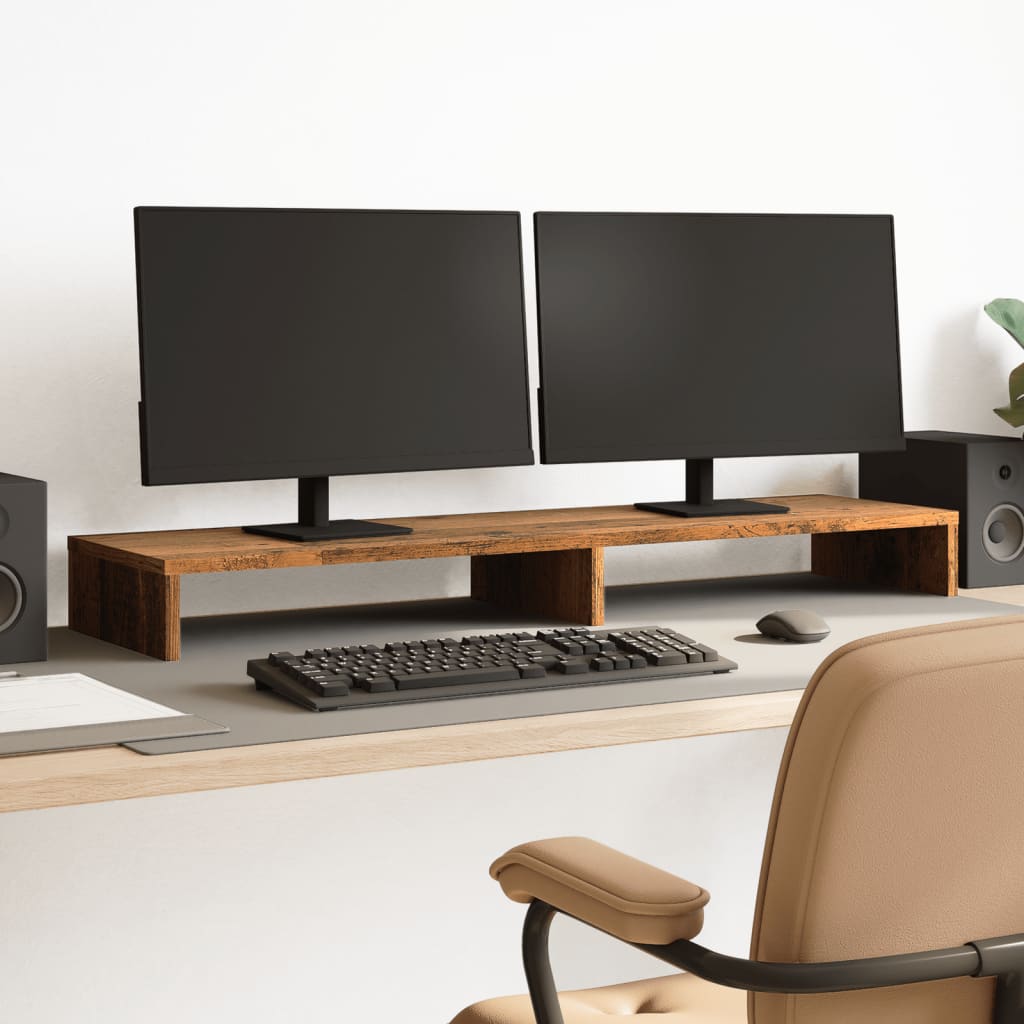 Vidaxxl Monitorständer 100x27x10 cm verarbeitetes Holz, altholzfarben